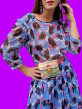 Charger l'image dans la galerie, Robe vintage Léna - Plissé fleuri. Taille M, 38, 40. Huguet Paris. Made in France