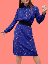 Charger l'image dans la galerie, Robe vintage Léa - Col et manches à volants. Taille M, 38, 40. Devernois Paris. Made in France