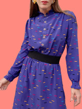 Charger l'image dans la galerie, Robe vintage Léa - Col et manches à volants. Taille M, 38, 40. Devernois Paris. Made in France