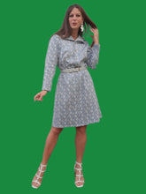 Charger l'image dans la galerie, Robe vintage Isabelle - Tissu texturé imprimé feuillage. Taille L, 40, 42. Trévira 2000.