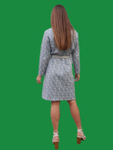 Charger l'image dans la galerie, Robe vintage Isabelle - Tissu texturé imprimé feuillage. Taille L, 40, 42. Trévira 2000.