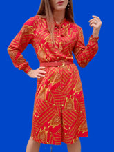 Charger l'image dans la galerie, Robe vintage Sylvie - Col Lavallière et imprimé foulard. Taille S, 36, 38. Nathalie Andersen. Made in France