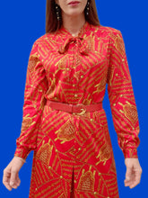 Charger l'image dans la galerie, Robe vintage Sylvie - Col Lavallière et imprimé foulard. Taille S, 36, 38. Nathalie Andersen. Made in France