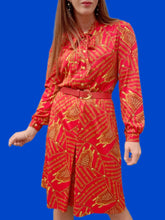 Charger l'image dans la galerie, Robe vintage Sylvie - Col Lavallière et imprimé foulard. Taille S, 36, 38. Nathalie Andersen. Made in France