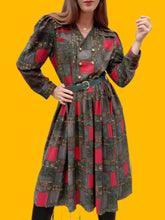 Charger l'image dans la galerie, Robe vintage Josiane - Plissée à double boutonnage. Taille L, 40, 42.