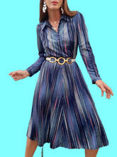 Charger l'image dans la galerie, Robe vintage Laure - Rayée et mouchetée. Taille S, 36, 38. Made in France.