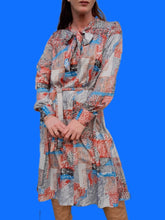 Charger l'image dans la galerie, Robe vintage Alénaïs - Col Lavallière à nouer. Taille L, 40, 42.