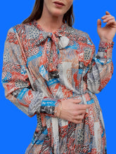 Charger l'image dans la galerie, Robe vintage Alénaïs - Col Lavallière à nouer. Taille L, 40, 42.