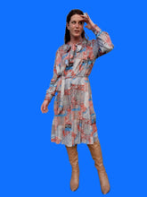 Charger l'image dans la galerie, Robe vintage Alénaïs - Col Lavallière à nouer. Taille L, 40, 42.