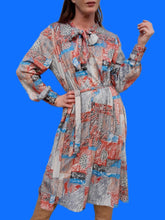 Charger l'image dans la galerie, Robe vintage Alénaïs - Col Lavallière à nouer. Taille L, 40, 42.