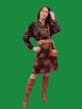Charger l'image dans la galerie, Robe vintage Carmen - Col boutonné. Imprimé floral. Taille M, 38, 40. Bernard Claveril.