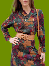 Charger l'image dans la galerie, Robe vintage Carmen - Col boutonné. Imprimé floral. Taille M, 38, 40. Bernard Claveril.