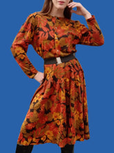 Charger l'image dans la galerie, Robe vintage Marthe - Feuillage Automnal. Taille M, 38, 40. Made in France.
