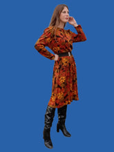 Charger l'image dans la galerie, Robe vintage Marthe - Feuillage Automnal. Taille M, 38, 40. Made in France.