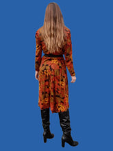Charger l'image dans la galerie, Robe vintage Marthe - Feuillage Automnal. Taille M, 38, 40. Made in France.