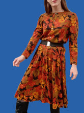 Charger l'image dans la galerie, Robe vintage Marthe - Feuillage Automnal. Taille M, 38, 40. Made in France.