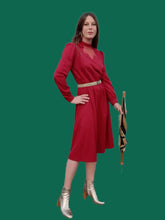 Charger l'image dans la galerie, Robe vintage Laura - Empiècement de dentelle, rayée rouille. Taille M, 38, 40.