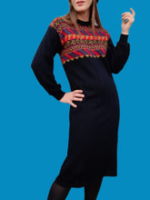 Charger l'image dans la galerie, Robe vintage Manon - Lainage géométrique. Taille M, 38, 40. Technil. Made in France.