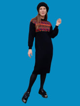 Charger l'image dans la galerie, Robe vintage Manon - Lainage géométrique. Taille M, 38, 40. Technil. Made in France.