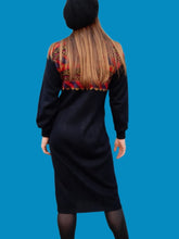 Charger l'image dans la galerie, Robe vintage Manon - Lainage géométrique. Taille M, 38, 40. Technil. Made in France.