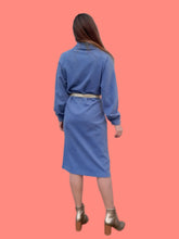 Charger l'image dans la galerie, Robe pull vintage Emma - Bleu ciel, col haut. Taille L, 40, 42.