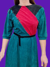 Charger l'image dans la galerie, Robe vintage Gwenn - Laçage épaule. Imprimé géométrique. Taille S, 36, 38.