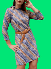 Charger l'image dans la galerie, Robe vintage Josiane - Rayures abstraites. Taille S, 36, 38. 3 Suisses. Made in France