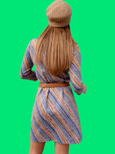 Charger l'image dans la galerie, Robe vintage Josiane - Rayures abstraites. Taille S, 36, 38. 3 Suisses. Made in France