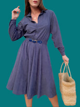 Charger l'image dans la galerie, Robe vintage Agatha - Bleue. Taille M, 38, 40. Jean Bailly Paris. Made in France.