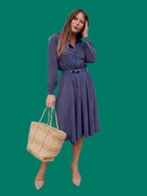 Charger l'image dans la galerie, Robe vintage Agatha - Bleue. Taille M, 38, 40. Jean Bailly Paris. Made in France.