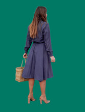 Charger l'image dans la galerie, Robe vintage Agatha - Bleue. Taille M, 38, 40. Jean Bailly Paris. Made in France.