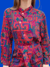 Charger l'image dans la galerie, Robe vintage Gladys - Imprimé coloré abstrait. Taille XXL, 44, 46. Jean Moreux. Made in France