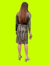 Charger l'image dans la galerie, Robe vintage Florentine - Imprimé moucheté kaki et beige. Taille S, 36, 38. Jean Delfin. Fabriqué en France.