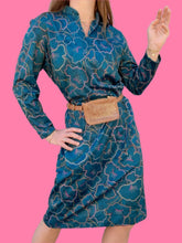 Charger l'image dans la galerie, Robe vintage Auréline - Imprimé floral. Vert émeraude. Taille M, 38, 40