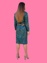 Charger l'image dans la galerie, Robe vintage Auréline - Imprimé floral. Vert émeraude. Taille M, 38, 40