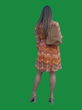 Charger l'image dans la galerie, Robe vintage Agathe - Imprimé géométrique orange. Taille S, 36, 38