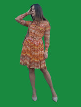 Charger l'image dans la galerie, Robe vintage Agathe - Imprimé géométrique orange. Taille S, 36, 38