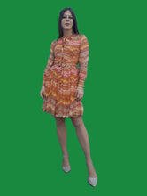 Charger l'image dans la galerie, Robe vintage Agathe - Imprimé géométrique orange. Taille S, 36, 38
