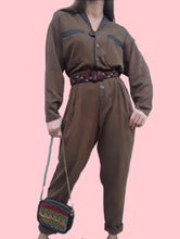 Charger l'image dans la galerie, Combinaison vintage Émie - Bi-matière. Taille M, 38, 40. Made in USA. Coton