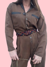 Charger l'image dans la galerie, Combinaison vintage Émie - Bi-matière. Taille M, 38, 40. Made in USA. Coton