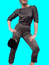 Charger l'image dans la galerie, Combinaison vintage Natasha - A rayures dorées. Taille S, 36, 38. Fabriqué en France