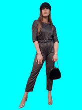 Charger l'image dans la galerie, Combinaison vintage Natasha - A rayures dorées. Taille S, 36, 38. Fabriqué en France