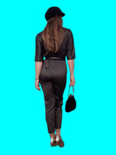 Charger l'image dans la galerie, Combinaison vintage Natasha - A rayures dorées. Taille S, 36, 38. Fabriqué en France