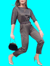 Charger l'image dans la galerie, Combinaison vintage Natasha - A rayures dorées. Taille S, 36, 38. Fabriqué en France