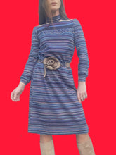 Charger l'image dans la galerie, Robe vintage Charline - Rayée. Taille S, 36, 38. Fabriqué en France