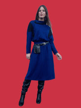 Charger l'image dans la galerie, Robe vintage Adélaïde - Imprimé pied-de-poule. Taille M, 38, 40. Courtelle. Made in Belgium.