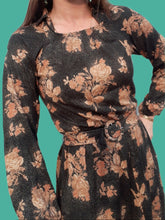 Charger l'image dans la galerie, Robe vintage Naomie - Fleurie, coupe évasée. Taille S, 36, 38. Leomag Création.