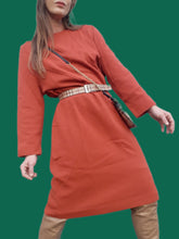 Charger l'image dans la galerie, Robe vintage Priscilla - Surpiqûres géométriques. Taille M, 38, 40