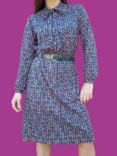 Charger l'image dans la galerie, Robe vintage Isabel - Imprimé géométrique et lien au col. Taille S, 36, 38