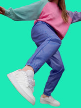 Charger l'image dans la galerie, Pantalon vintage Chloé - Survêtement / jogging rayé violet et rose fuchsia. Taille L, 40, 42. Made in France.